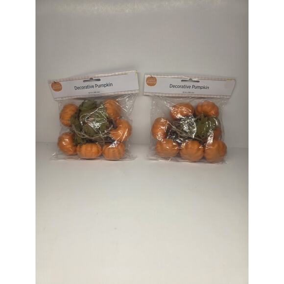 Perfect Harvest Fall Decor 6 Ft Garland Orange White Pumpkins Green Leaves Jute - Picture 1 of 4